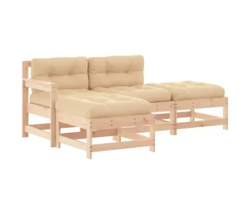 4-Daļīgs Dārza Atpūtas Mēbeļu Komplekts Ar Matračiem, Masīvkoks Vidaxl