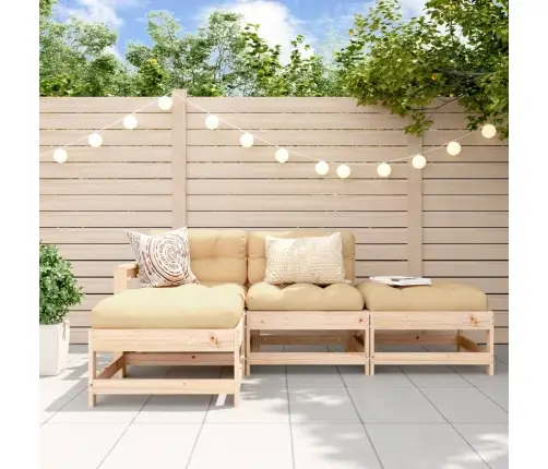 4-Daļīgs Dārza Atpūtas Mēbeļu Komplekts Ar Matračiem, Masīvkoks Vidaxl