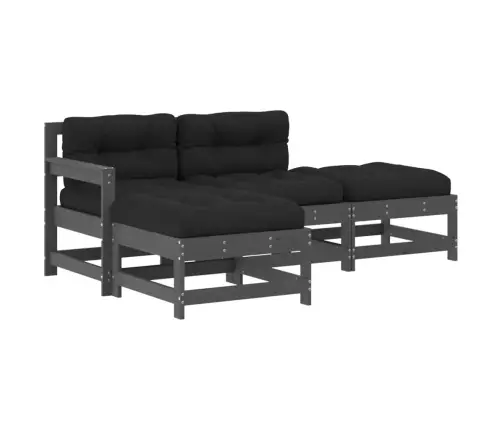 4-Daļīgs Dārza Atpūtas Mēbeļu Komplekts Ar Matračiem, Masīvkoks Vidaxl