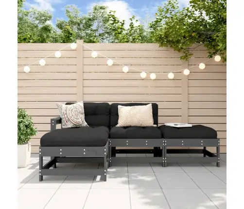 4-Daļīgs Dārza Atpūtas Mēbeļu Komplekts Ar Matračiem, Masīvkoks Vidaxl