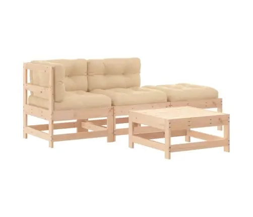 4-Osaline Aiamööbli Komplekt Patjadega, Täispuit