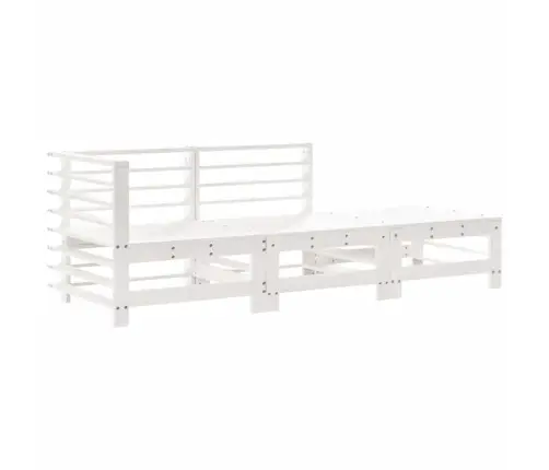 3-Osaline Aiamööbli Komplekt Patjadega, Valge, Täispuit