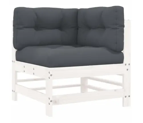 3-Osaline Aiamööbli Komplekt Patjadega, Valge, Täispuit