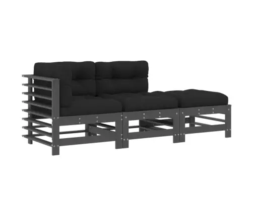 3-Daļīgs Dārza Atpūtas Mēbeļu Komplekts Ar Matračiem, Masīvkoks Vidaxl