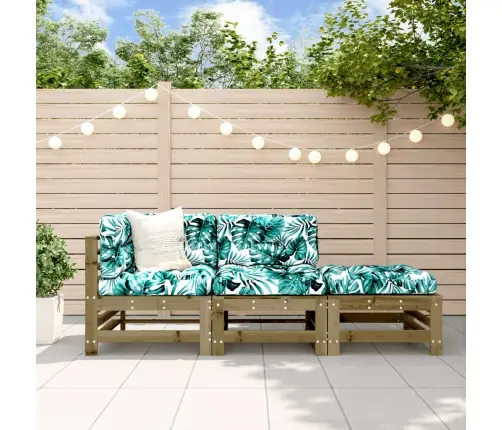 3-Osaline Aiamööbli Komplekt Patjadega, Immutatud Männipuit