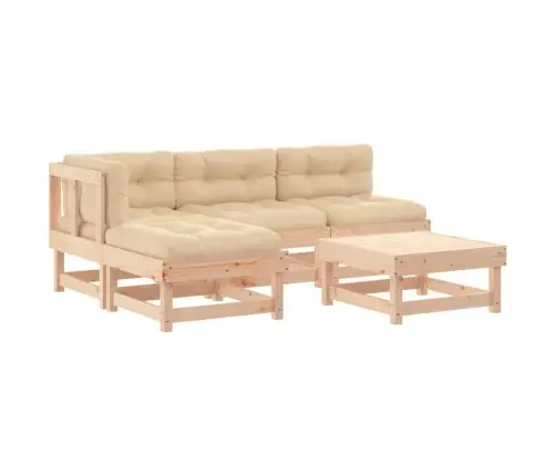 5-Osaline Aiamööbli Komplekt Patjadega, Täispuit