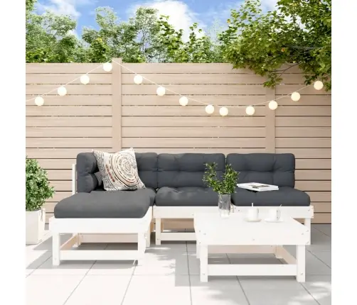 5-Osaline Aiamööbli Komplekt Patjadega, Valge, Täispuit