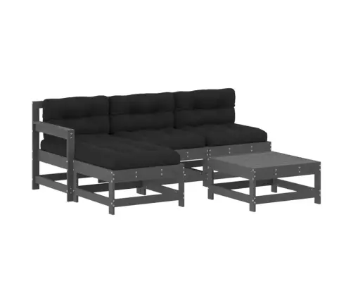 Sodo Komplektas Su Pagalvėlėmis, 5 Dalių, Pilkas, Mediena