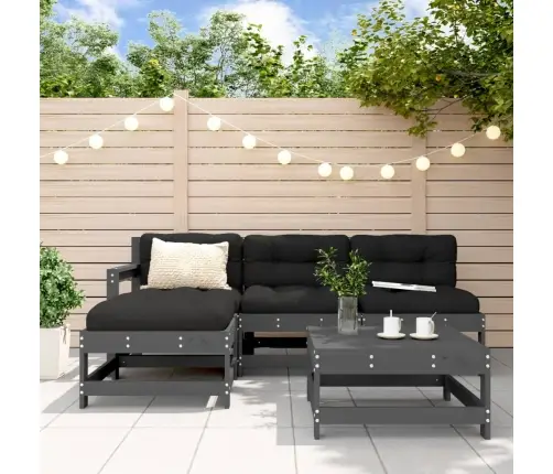 Sodo Komplektas Su Pagalvėlėmis, 5 Dalių, Pilkas, Mediena