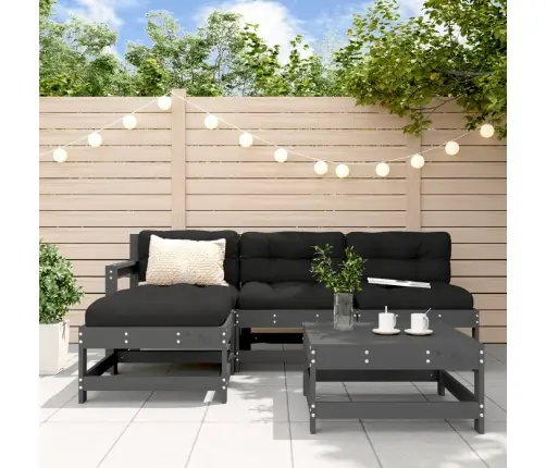 5-Osaline Aiamööbli Komplekt Patjadega, Hall, Täispuit