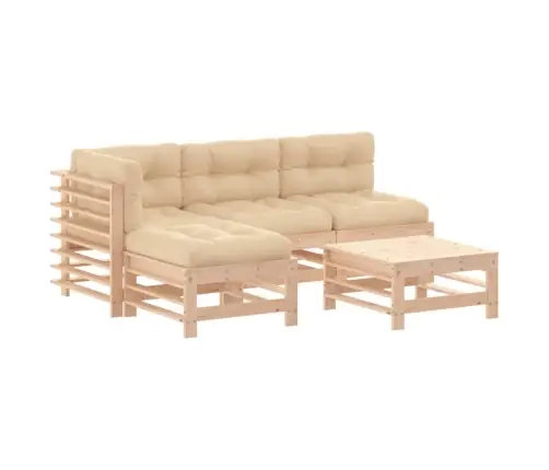 5-Daļīgs Dārza Atpūtas Mēbeļu Komplekts Ar Matračiem, Masīvkoks Vidaxl