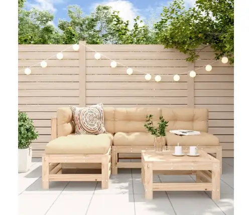 5-Daļīgs Dārza Atpūtas Mēbeļu Komplekts Ar Matračiem, Masīvkoks Vidaxl