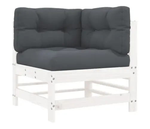 5-Osaline Aiamööbli Komplekt Patjadega, Valge, Täispuit