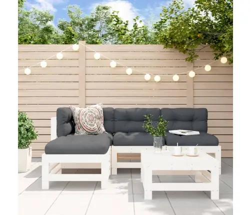 5-Osaline Aiamööbli Komplekt Patjadega, Valge, Täispuit