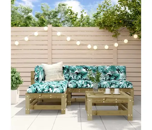 5-Osaline Aiamööbli Komplekt Patjadega, Immutatud Männipuit