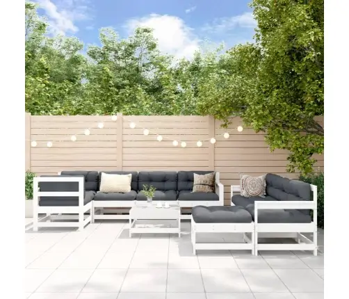 10-Daļīgs Dārza Atpūtas Mēbeļu Komplekts Ar Matračiem Masīvkoks Vidaxl