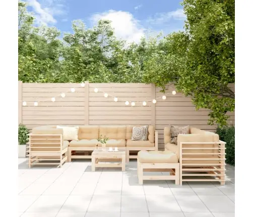 10-Daļīgs Dārza Atpūtas Mēbeļu Komplekts, Matrači, Masīvkoks Vidaxl