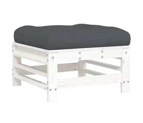 10-Osaline Aiamööbli Komplekt Patjadega, Valge, Täispuit