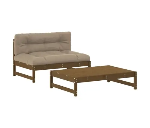 2-Osaline Aiamööbli Komplekt Patjadega, Meepruun, Täispuit