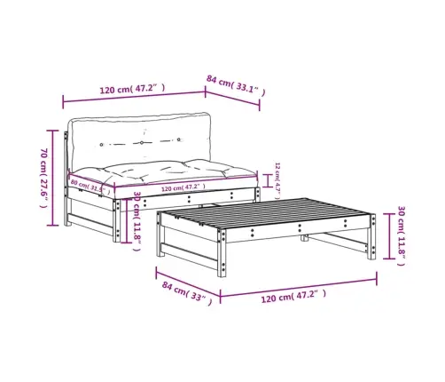 2-Daļīgs Dārza Atpūtas Mēbeļu Komplekts Ar Matračiem, Egle Vidaxl