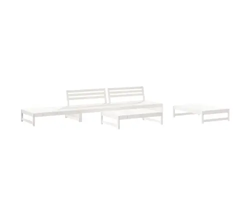 6-Osaline Aiamööbli Komplekt Patjadega, Valge, Täispuit