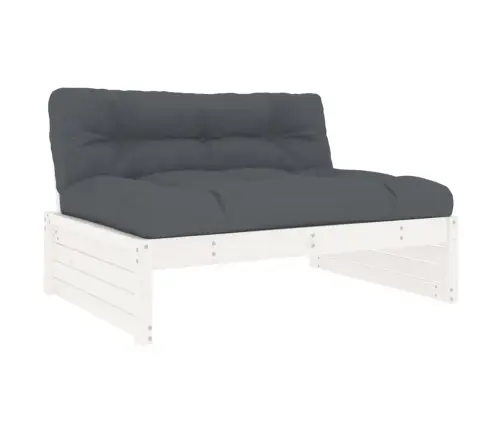 6-Osaline Aiamööbli Komplekt Patjadega, Valge, Täispuit