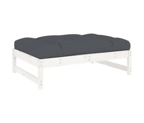 6-Osaline Aiamööbli Komplekt Patjadega, Valge, Täispuit