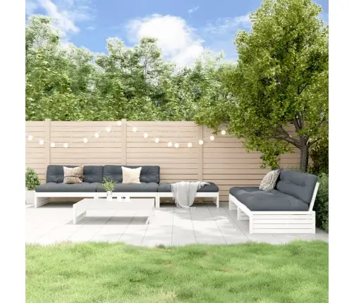 6-Osaline Aiamööbli Komplekt Patjadega, Valge, Täispuit