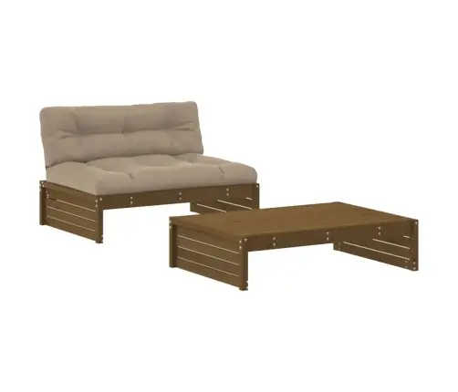 2-Daļīgs Dārza Atpūtas Mēbeļu Komplekts Ar Matračiem, Masīvkoks Vidaxl