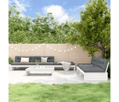 6-Osaline Aiamööbli Komplekt Patjadega, Valge, Täispuit