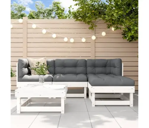 5-Daļīgs Dārza Atpūtas Mēbeļu Komplekts, Balts Priedes Koks Vidaxl