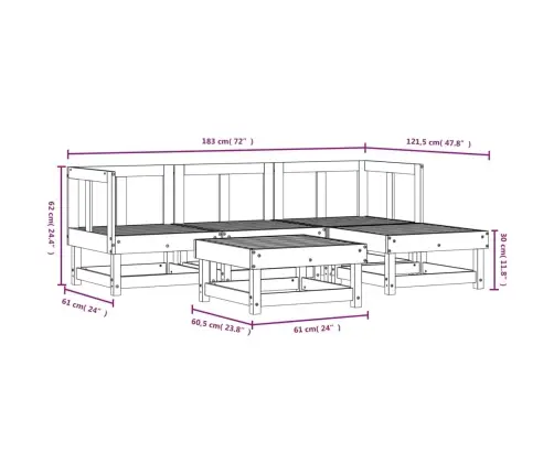 5-Daļīgs Dārza Atpūtas Mēbeļu Komplekts Duglasa Egles Masīvkoks Vidaxl