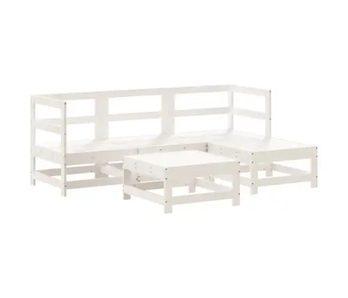 5-Osaline Aiamööbli Komplekt, Valge, Männipuit