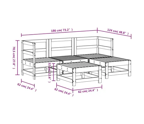 Sodo Poilsio Baldų Komplektas, 5 Dalių, Douglas Eglės Masyvas