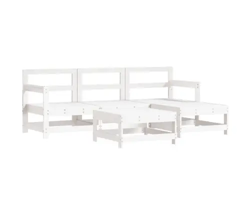 Sodo Poilsio Baldų Komplektas, 5 Dalių, Baltas, Pušies Masyvas