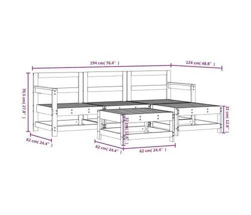 5-Daļīgs Dārza Mēbeļu Komplekts, Impregnēts Priedes Koks Vidaxl