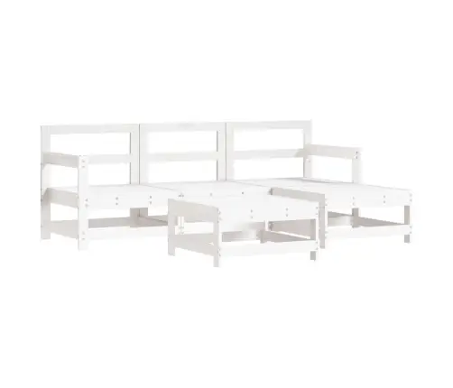 Sodo Poilsio Baldų Komplektas, 5 Dalių, Baltas, Pušies Masyvas