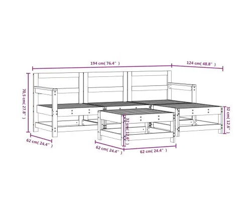 5-Daļīgs Dārza Mēbeļu Komplekts, Impregnēts Priedes Koks Vidaxl