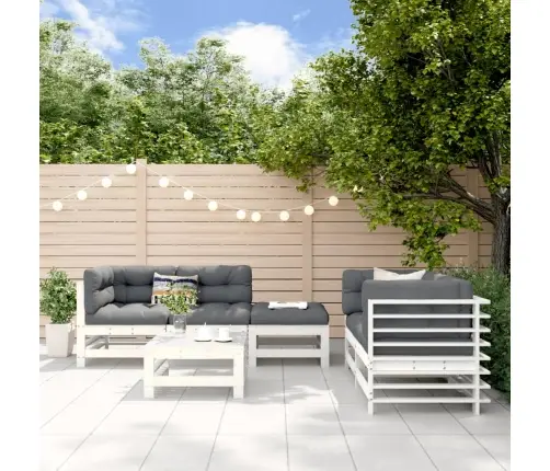 6-Daļīgs Dārza Mēbeļu Komplekts, Balts Priedes Masīvkoks Vidaxl