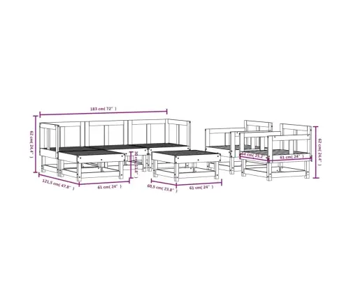 7-Osaline Aiamööbli Komplekt, Immutatud Männipuit