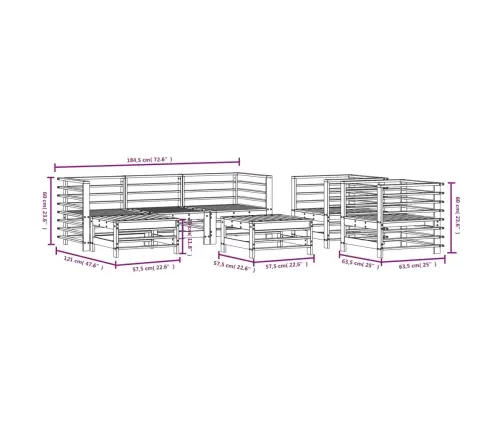 7-Daļīgs Dārza Mēbeļu Komplekts, Priedes Masīvkoks Vidaxl