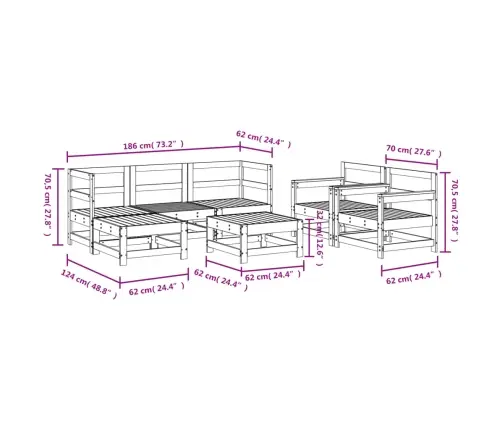 7-Daļīgs Dārza Mēbeļu Komplekts, Impregnēts Priedes Koks Vidaxl