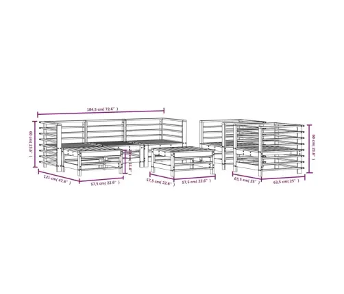 7-Osaline Aiamööbli Komplekt, Valge, Täismännipuit