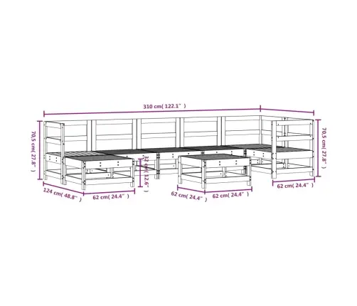 8-Daļīgs Dārza Atpūtas Mēbeļu Komplekts, Priedes Masīvkoks Vidaxl