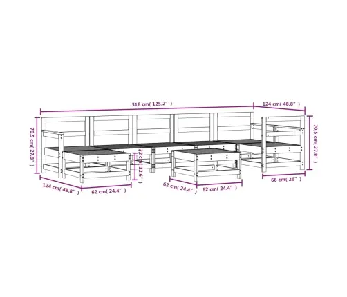 8-Osaline Aiamööbli Komplekt, Männipuit