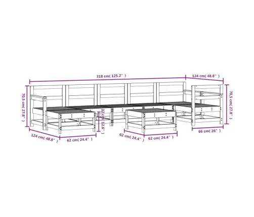 8-Daļīgs Dārza Mēbeļu Komplekts, Duglasa Egles Masīvkoks Vidaxl