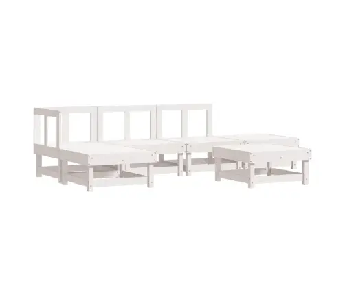 6-Daļīgs Dārza Mēbeļu Komplekts, Balts Priedes Masīvkoks Vidaxl