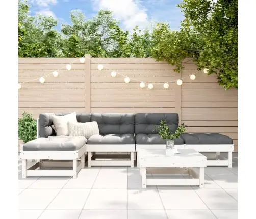 6-Daļīgs Dārza Mēbeļu Komplekts, Balts Priedes Masīvkoks Vidaxl