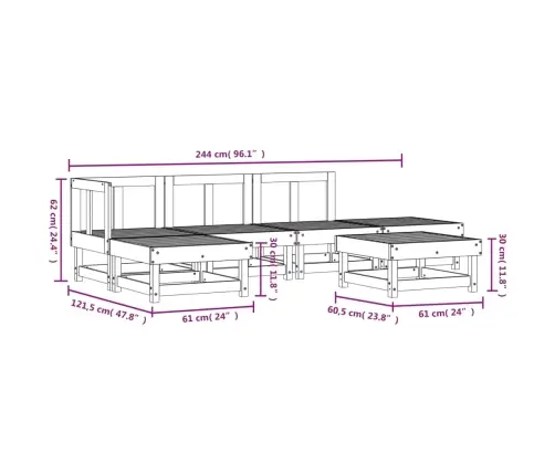 Sodo Poilsio Baldų Komplektas, 6 Dalių, Douglas Eglės Masyvas