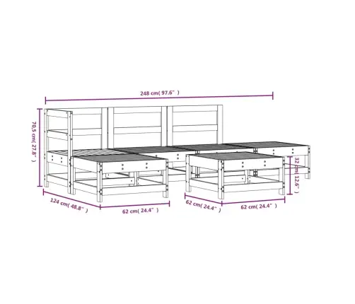 6-Daļīgs Dārza Atpūtas Mēbeļu Komplekts, Priedes Masīvkoks Vidaxl
